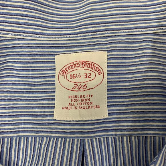 Brooks Brothers Shirt Mens 16.5 Cadet White Non Iron Cotton Striped French Cuff - Picture 4 of 9